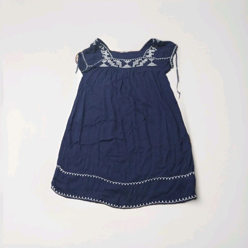 Forever21 Blue Embroidered Tunic Shirt Dress Size Small Boho Aztec Lounge Travel